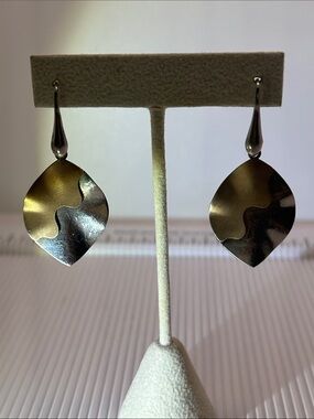 Sterling Silver Wavy Drop Earrings - Silver